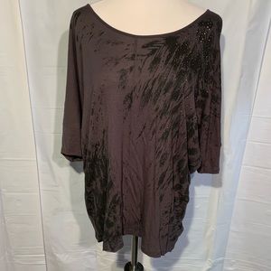 Express grey w/ black wispy design & rhinestones
